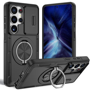 szhaiyu | Armor Magnetic Bracket Phone Case for Samsung S26 S25 Plus S24 S23 S22 Ultra A17  A56 A36 A26 A16 Slide Camera Protection Cover