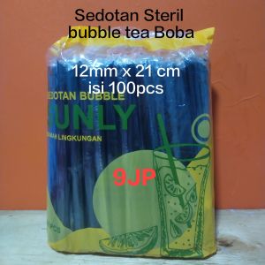 ( 1 PACK ) Sedotan Steril Bubble Tea Boba Hitam 12mm x 21cm isi 100pcs PER PACK