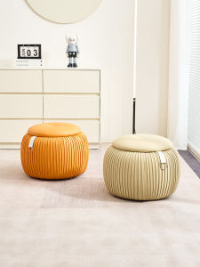 Multifunctional Storage Ottoman Adult Sitting Living Room Low Chair Home Use Entrance Shoe Changing Modern Simple Design Leather