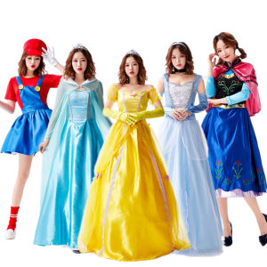 Halloween Cosplay Fairy Tale Princess Dress Anna Elsa Performance Outfit Ice Queen Ball Gown Belle Costume Polyester Fiber