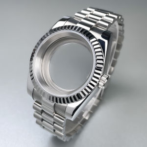 39mm NH35 Case DJ Fluted Bezel Sapphire Glass President Bracelet Stainless Steel Seik Mod For NH35 NH36 Movement Watch Case