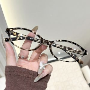 1Pc Women Small Oval Plain Glasses Clear Lens Multi Colors Cute Elegant for Daily Wear & Photo Matching