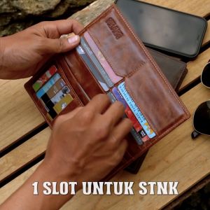 Dompet Panjang Pria Kulit Sapi Crack Unik Vintage Slim Maskulin Terbaru 11 Slot Kartu 3 Slot Uang