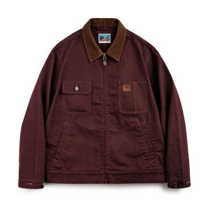 MADEN | Vintage American Heavy Duty Canvas Detroit Style Quilted Collar Hunting Jacket Mens Fall