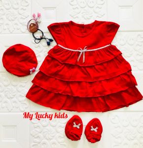 RED RUFFLE DRESS Dress anak dress susun bayi baju anak perempuan baju bayi perlengkapan bayi