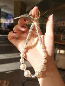 Handmade High-End Diamond Phone Strap Womens Handheld Mobile Phone Case Camera Accessory Short Chain Beaded Pendant Lanyard