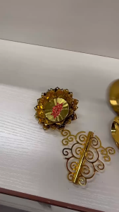 HETU070703. Metal Candle Holder Lotus Lamp Gold Flower Stand Tealight Retro Candlestick Home Ornaments