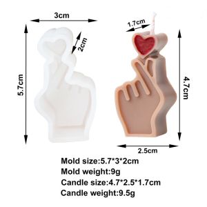Love Finger Candle Silicone Mold Heart Gesture Resin Mould Gypsum DIY Aromatherapy Making Tool Handmade Gifts Home Desk Decor