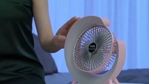 Beat the Heat in Style: The Pink Mini Desk Fan with RGB Lighting