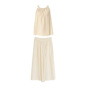 Yellow Milk Neckline Vest Top High Waist Mini Skirt Set Womens French Fold Sensation Elegant Summer Gentle Fashion Set