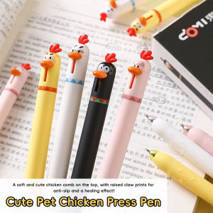 Cute Chicken Click Pen Stress Relief Fidget Toy Exam Must Have 0.5mm Fast-Drying Ink Gel Pen for School Office Back To School