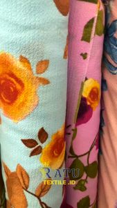 Kain Bubble Crepe Motif  Kain Motif Bunga  Kain Crepe Premium