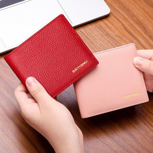 MISTLETOE Ultra Thin Small Women Purse Simple Design Original 100% Cow Genuine Leather Wallet for Woman Red Black Color