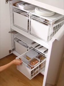 SG Double Layer Stackable Pull Out Storage Kitchen Drawer Rack 2 Tier Under Sink Kitchen Cabinet By Thehomeshoppe