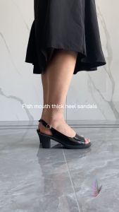 Size 35-40 Solid Color Open Toe Sandals Simple Thick Heel High Heel Sandals Fashion Soft Sole Womens Shoes