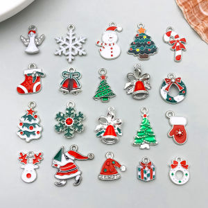 5pcs/20pcs Alloy enamel white K Christmas set Pendant Jewelry Making DIY Keychain Earrings Charms for Jewelry Bracelets Necklace