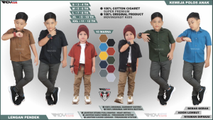 Kemeja Anak Laki-Laki Usia 3-12 Tahun Lengan Pendek Polos 100% Cotton Super Premium Jahitan Rantai