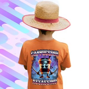 Baju Kaos Anak Laki-laki Gambar TUNG TUNG SAHUR CAPPUCICNO ASSASSINO untuk usia 2-13 tahun/atasan anak anomali tung tung sahur/baju bahan katun 30s