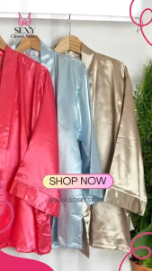 SALE!!! ชุดคลุมชุดนอน+กางเกงขายาว ชุดคลุมอยู่บ้าน ผ้าซาติน  สินค้าพร้อมส่ง (รหัส 103)