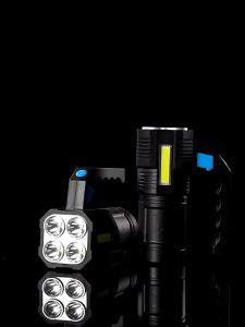 Senter LED Cas Super Terang 600Lumen & COB 4 Mode Emergency USB Cas