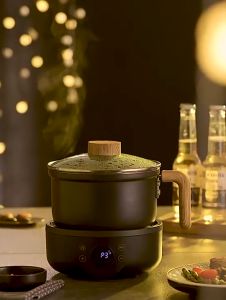 Compact 6-Function Multi-Cooker with Digital Display Electric Electric Pot with Wooden Handle Compact Dormitory/Electric Multi-Cooker