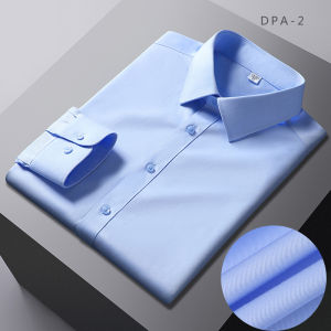 Blue Diagonal Stripe Long Sleeve Cotton Shirt Mens Formal Workwear Easy Care Large Size White Shirt Autumn Business Casual