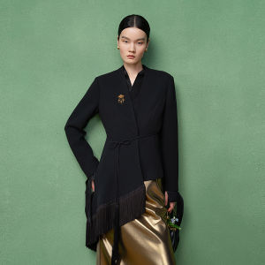 Black Suit with Hand-braided Fringe Autumn New Jacket