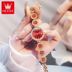 OLEVS 5630 Fashion Quartz Women Watch Gift Stainless Steel Watchband Round-dial Wristwatch Calendar