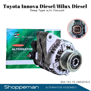 TOYOTA INNOVA HILUX DIESEL ALTERNATOR ASSEMBLY DEEP TYPE WITHOUT VACUUM 80A 12V 7S AB0201013
