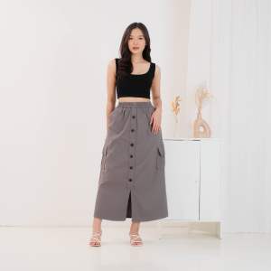Livina Rok Cargo Wanita Twill Combed Korean Style