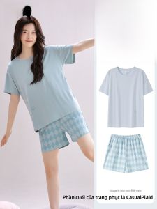 MiiOW | Bộ đồ ngủ cotton Modal nhẹ thoáng khí mùa hè cho nữ MiiOW Cat Person Home Clothes Set Áo thun cotton Modal thoáng khí
