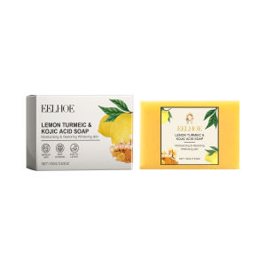 EELHOE Lemon Turmeric And Kojic Acid Soap Brighten Skin Tone Turmeric Soap Deep Clean Facial Oil Control Skin Blemish Brightening Moisturizing Skin Soap (1pc)