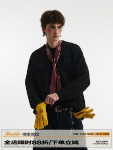 Mens American Retro V-neck Sweater Long Sleeve Letter Print Loose Casual Knitted Top Spring Autumn Season Polyester Fiber