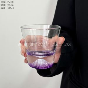 Unique Design Purple Fuji Mountain Glass Cup Snow Mountain Cup Drinking Water Cup Whiskey Glass Vintage Style Single Layer Cup