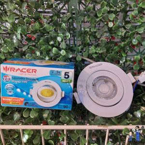 โคมไฟดาวน์ไลท์ LED 5 วัตต์ ฝังฝ้า/ปรับมุมได้ ทรงกลมขอบขาว RACER