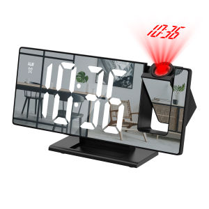 Brifit Projector Digital Alarm Clock 7.8" Led Electronic Clock Snooze Function 12/24 Hours Usb Charging Port Automatic Brightness Adjustment 180° Rotatable Projector Suitable For Bedroom Living Room Gift