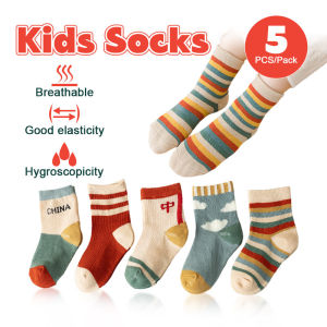 5Pcs/Set Baby Kids Socks Fashion Cute Childrens Cartoon Baby Kids Socks 0-3 Year Stokin Baby Budak Child Girl Boy 5 Pair Set Stocking