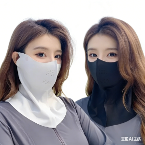 2Pcs Sunscreen Veil Women Summer Protection Breathable Ice Silk Mask for Outdoor Hyaluronic Fashion