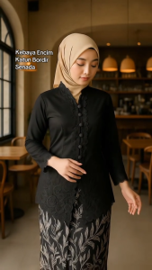 Baju Atasan Kebaya (ENCIM) Bordir Modern Senada Jumbo Motif Bunga Lengan Panjang Bahan Katun Size S-XXXXL