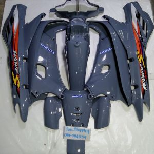 ชุดสีเวฟ100ตัวเก่าไฟสองตาหน้าดิสสีเทาแลมโบมี13ชิ้นเปลือกงาน ABS เกรด a ชิ้นงานประกอบสนิทสีสวยเคลือบเงาอย่างดีติดสติกเกอร์ให้พร้อม