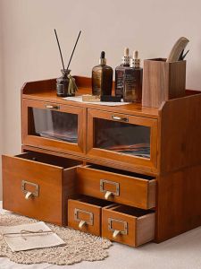 JUXIANYOU | Retro Wooden Multi-Grid Organizer Shelf