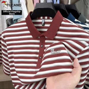 TUCANO | Mens Summer Striped Polo Shirt Thin Ice Silk