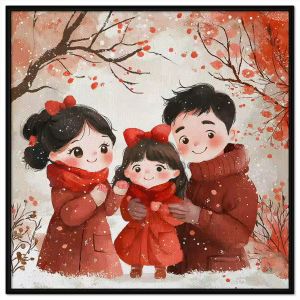 Tranh gia đình 3 người hạnh phúc(bamẹcon gái).Tranh treo tườngdán tường nội thất.CGI-1361