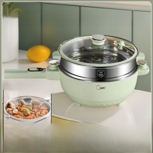 Large Capacity 304 Stainless Steel Electric Wok for Stir-fry Steam Cook Boil Integrated Design Home Use Kitchen Appliance