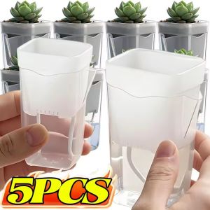 5Pcs Transparent Flower Plant Pot Lazy Self Watering Planter Drainage Holes Seedling Propagation Container Household Garden Accessories