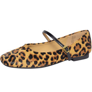 Reemoor | Leopard Print Slimming Buckled Mary Janes