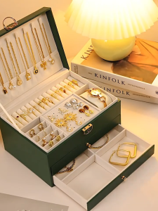 Corner box กล่องเก็บเครื่องประดับ กล่องเครื่องประดับ กล่องใส่เครื่องประดับแบบแยกชั้น กล่องใส่สร้อยคอ กล่องใส่ต่างหู