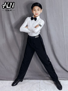 Erlangna Boys Latin Modern Dance Performance Competition Uniform White Shirt Long Pants Cowboy Style Childrens Sportswear