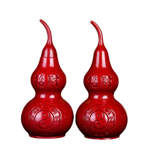 招财镇宅朱砂葫芦大号风水摆件客厅办公室桌面家居装饰品开业礼品 Vermilion Decoration Gourd Purple Gold Decoration Hollow Office Table Porch Home Decoration Jewelry