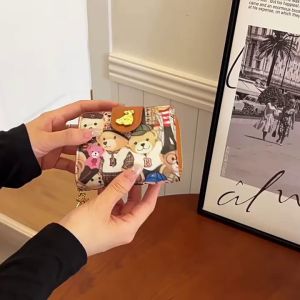 Dini Bear ความจุขนาดใหญ่การ์ตูนกระเป๋าสตางค์น่ารักบัตรเงินสดมัลติฟังก์ชั่น